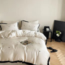 DecorBites™ Luxe Heart Embroidered Bedding Set: 100% Lyocell Duvet Cover Set with Sheets