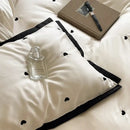 DecorBites™ Luxe Heart Embroidered Bedding Set: 100% Lyocell Duvet Cover Set with Sheets