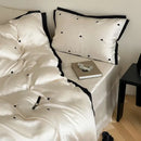 DecorBites™ Luxe Heart Embroidered Bedding Set: 100% Lyocell Duvet Cover Set with Sheets