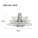 Modern luxe iron wire round led chandelier black and white dining room