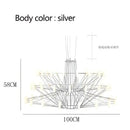 Modern luxe iron wire round led chandelier black and white dining room