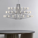Modern luxe iron wire round led chandelier black and white dining room