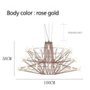Modern luxe iron wire round led chandelier black and white dining room