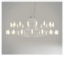 Modern luxe iron wire round led chandelier black and white dining room