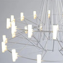 Modern luxe iron wire round led chandelier black and white dining room