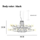 Modern luxe iron wire round led chandelier black and white dining room