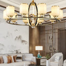 Modern black & gold luxe jade chandelier for living room hall
