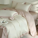Luxe cream & pink lace bedding set bedroom egyptian cotton satin