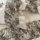 DecorBites™ Luxe Lace Ruffles Wedding Bedding Set: Duvet Cover, Bed Sheet, 2 Pillowcases