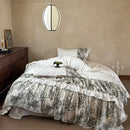 DecorBites™ Luxe Lace Ruffles Wedding Bedding Set: Duvet Cover, Bed Sheet, 2 Pillowcases