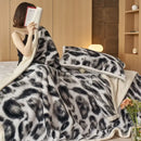 DecorBites™ Luxe Leopard Rabbit Fur Blanket: Cozy Office & Sofa Throw, Skin-Friendly & Multi-Functional