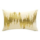 Gray and gold luxe metallic stripes velvet cushion cover living room