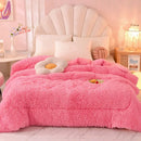 Luxe mink fleece pastel rainbow gradient quilt bedroom blanket