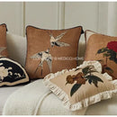Oriental red camellia floral decorative pillow case living room decor