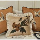 Oriental red camellia floral decorative pillow case living room decor