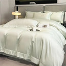 Luxurious silver gray satin duvet cover set bedroom bedding