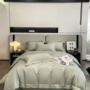 Luxurious light green satin duvet cover set bedroom bedding