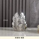 Luxurious gold ceramic feather vase white & gold living room decor