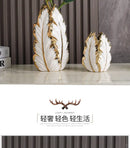Luxurious gold ceramic feather vase white & gold living room decor
