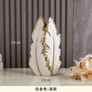 Luxurious gold ceramic feather vase white & gold living room decor