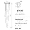 Modern gold crystal light chandelier staircase cascading glass teardrop