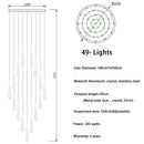 Modern gold crystal light chandelier staircase cascading glass teardrop