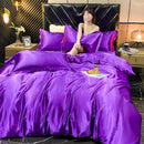 DecorBites™ Luxurious Solid Rayon Silk Bedding Set