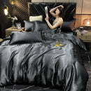 DecorBites™ Luxurious Solid Rayon Silk Bedding Set
