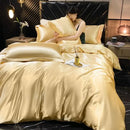 DecorBites™ Luxurious Solid Rayon Silk Bedding Set