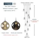 Modern loft dark & amber glass spiral chandelier dining room pendant