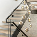 Modern loft dark & amber glass spiral chandelier dining room pendant
