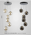 Modern loft dark & amber glass spiral chandelier dining room pendant