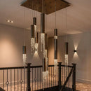 DecorBites™ Luxury Chrome Crystal LED Chandelier for Staircase