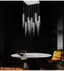 DecorBites™ Luxury Chrome Crystal LED Chandelier for Staircase