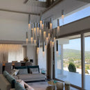 DecorBites™ Luxury Chrome Crystal LED Chandelier for Staircase