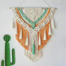 Chic bohemian cream macrame wall hanging bedroom woven decor