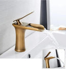 Modern antique brass waterfall single handle gold bathroom faucet