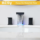 DecorBites™ Matte Black LED Waterfall Bathroom Faucet