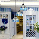 DecorBites™ Mediterranean Cut Glass 3-Light Blue Multi Pendant Bowl Hanging Light Fixture - Perfect for Bedrooms