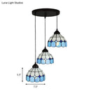 DecorBites™ Mediterranean Cut Glass 3-Light Blue Multi Pendant Bowl Hanging Light Fixture - Perfect for Bedrooms