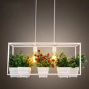 DecorBites™ Metal 2-Head Rectangle Pendant Light Fixture for Restaurants with Hanging Artificial Bonsai