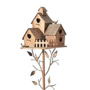 Ornate copper birdhouse garden stakes outdoor decor