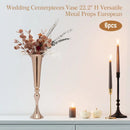 DecorBites™ Metal Golden Flower Stand Vase Candle Holder
