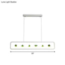 DecorBites™ Metal LED Hanging Light for Restaurants: Artistic Rectangle Island Lamp with Imitation Succulents Deco