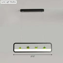 DecorBites™ Metal LED Hanging Light for Restaurants: Artistic Rectangle Island Lamp with Imitation Succulents Deco