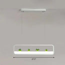 DecorBites™ Metal LED Hanging Light for Restaurants: Artistic Rectangle Island Lamp with Imitation Succulents Deco