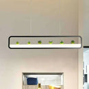 DecorBites™ Metal LED Hanging Light for Restaurants: Artistic Rectangle Island Lamp with Imitation Succulents Deco