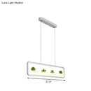 DecorBites™ Metal LED Hanging Light for Restaurants: Artistic Rectangle Island Lamp with Imitation Succulents Deco