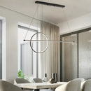 DecorBites™ Metallic Circle and Line LED Restaurant Light in Black – Modern Island Lighting