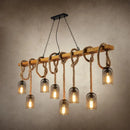 DecorBites™ Metallic Dome Hanging Lamp: Antique Island Chandelier with Hemp Rope & Wood Accents